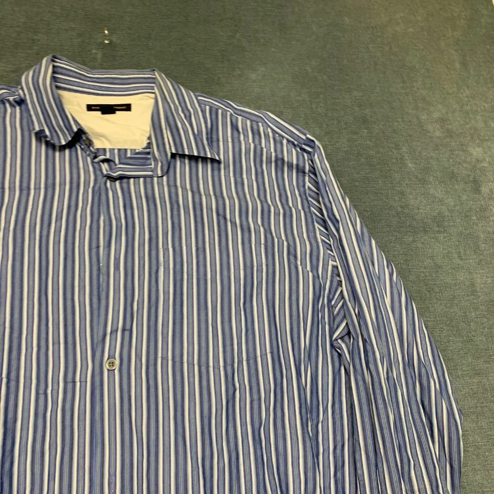 Banana Republic Shirt Mens XL Blue White Striped Cotton Streetwear Button Up
